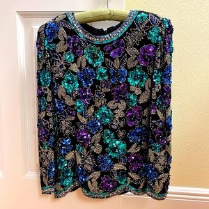 NEW YEARS EVE Stunning Sequin BERGDORF GOODMAN Evening Blouse!